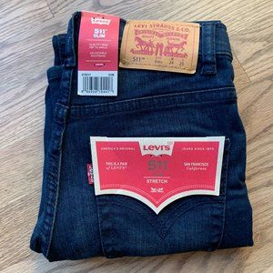 Brand New w/Tags Levi's 511 Slim Dark Blue Jeans - Size 8 REG or W24 and L25